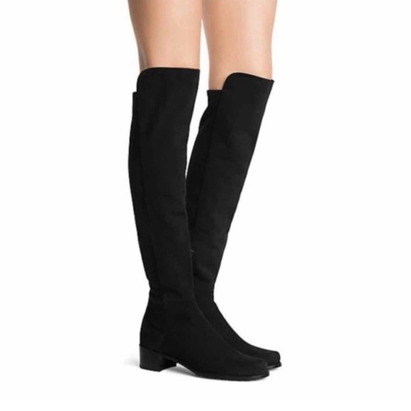 New! Stuart Weitzman Allserve City Boot Over The Knee Black Suede Boots Size 8.5 - Picture 1 of 13